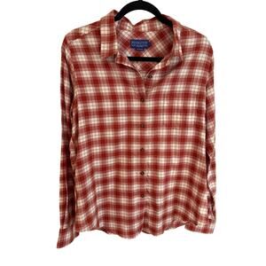 Pendleton Men's Red and White Plaid Button-Down Shirt